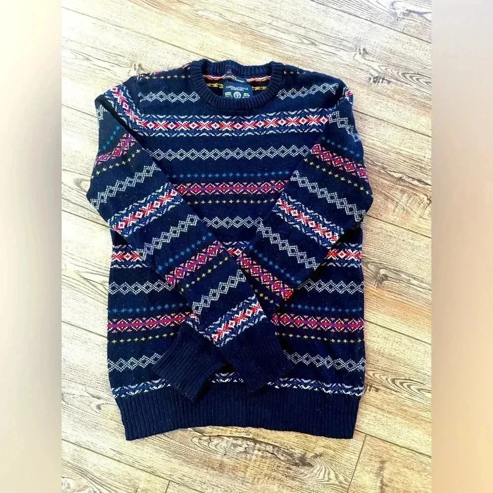 Men’s vintage sweater geometric designs Aztec snow Christmas